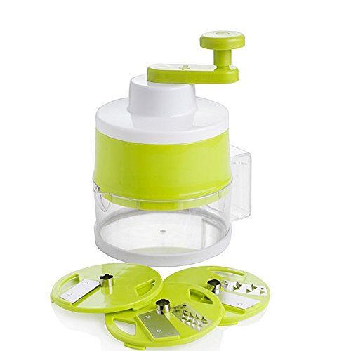 Brandani Mandolina Girevole Bianco Verde ABS con Lame Intercambiabili Inox 54968