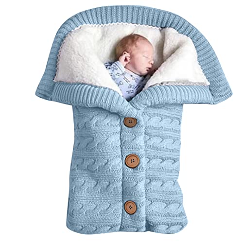 Kinderwagen Baby, Weich Warmes Plüsch Draussen Schlafsack, Stricken Winter Buggy Babyschale Winterfußsack Übergangsfußsack Fußsack Babydecke Babyschlafsack Footmuff für alle Kinderwagen (Hellblau)