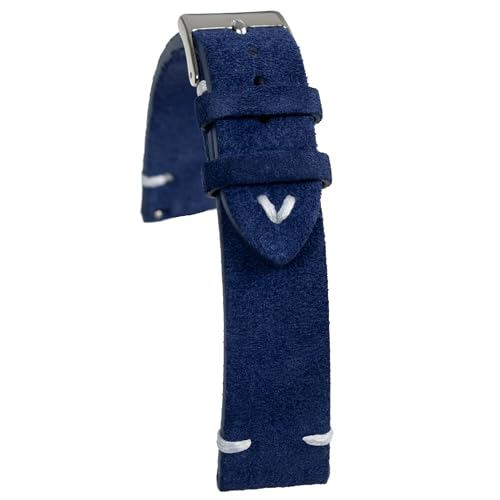 Correa de reloj de ante azul de liberación rápida para sustituir correas rígidas y molestas