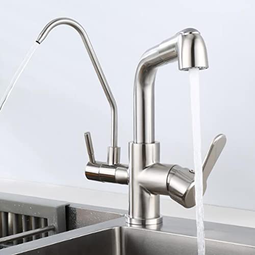 Robinet cuisine 3 voies eau filtrée mitigeur laiton douchette évier