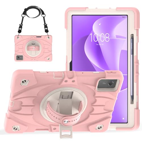 Bkinew Case for Lenovo Idea Tab Plus 12.1 & K12 2025 Release Tablet TB361FU/TB361ZU/TB365FC Rugged Protective Cover with 360 Rotating Kickstand Hand Shoulder Strap Black
