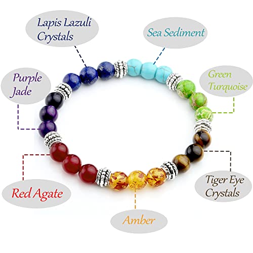 Top Plaza 7 Chakra Healing Crystals Bracelet Natural Gemstones Beads Bracelet Handmade Stretch Bracelets Yoga Reiki Jewelry For Women Men #TOP2