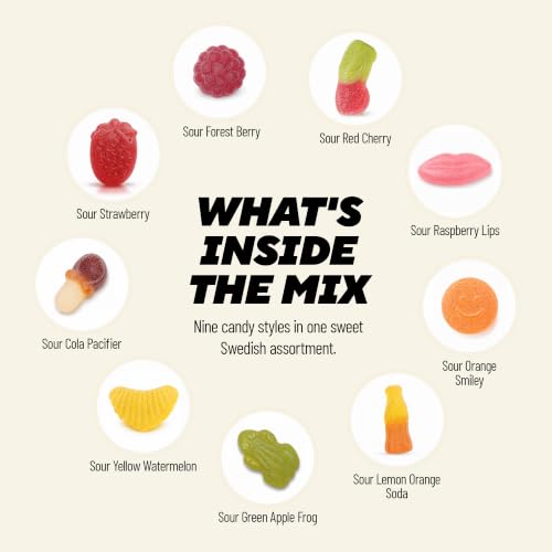 SOCKERBIT Swedish Candy, Sour Gummy Mix, Assorted Flavors, 5 Bags 2.82oz | Vegan, Gluten Free & Non GMO. Soft & chewy SOUR fruit gummies with variety of flavors, textures & shapes. - image 2