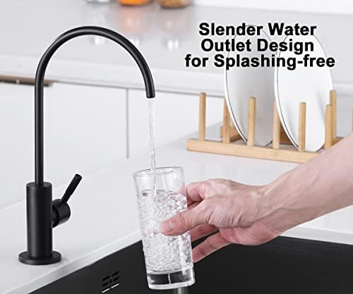 ESOW Drinking Water Tap 100% Lead-Free, Water Filter Tap for Kitchen Sink, Water Purification Faucet for Reverse Osmosis or Water Filtration System, Non-Air Gap, SUS304 Matte Black