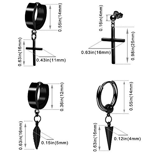 Onesing 12 Pairs Earrings For Men Black Stud Earrings Mens Earrings Black Hoop Earrings Stainless Steel Earrings Set Jewelry Piercings For Men Women #TOP3