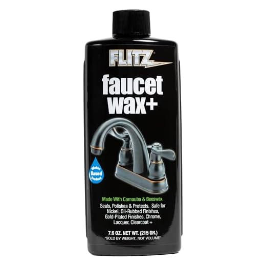 Flitz Faucet Wax Plus - 7.6oz Bottle of USA-Made, Water-Based Faucet Cleaner & Polisher for Water Stains, Fingerprints, & More - Metal Wax for Bronze, Nickel, Chrome, Brass - Granite Polish (1 Pack)