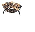 Woodhaven 3 Foot Crescent Firewood Rack Heavy Duty - Made in the USA - Indoor Outdoor Log Rack - Steel - Wood Log Holder - Black Powder Coat Finish (Cover)