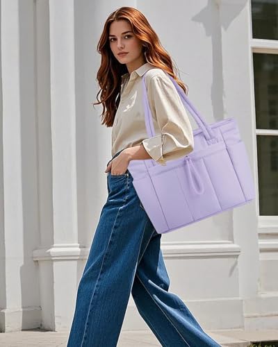 Image of Puffer Tote Bag for Women Handbag Nurse Bag with Cup Holder & Laptop Compartment & Trolley Sleeve for Work Travel