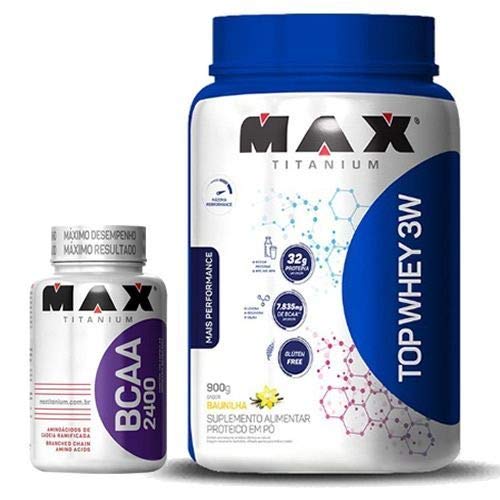 Kit Top Whey 3W - 900g Baunilha + BCAA 2400-60 Cáps - Max Titanium
