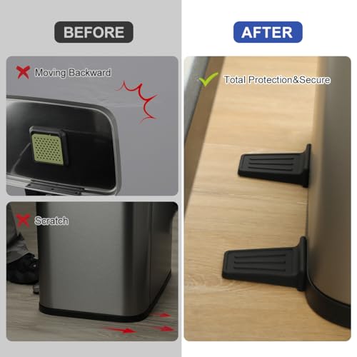 Image of LANMU Upgraded Wall Protector Behind Trash Can for Heavy Duty Trash Can, 4 Pcs Silicon Garbage Can Bumper, Wall Spacer Garbage Bin for Round & Square Waste Baskets, Stop Moving Backward