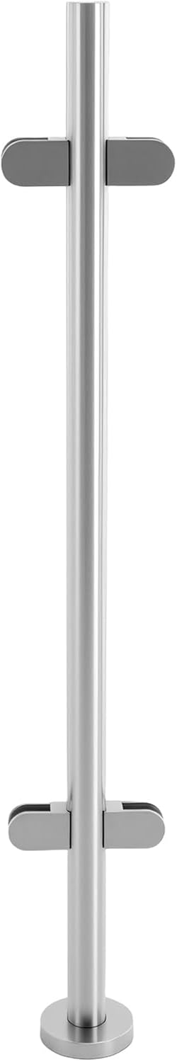 43.3in Glass Railing Post, 304 Stainless Steel Balustrade Posts Stairs Railing Posts with Glass Clamps Rubbers & End Caps Landing Staircase Various Types (110cm/43.3in, Mid Post)