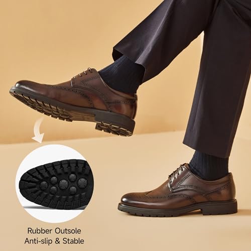 BEAU TODAY Wingtip Oxfords for Men, Lace-Up Formal Business Dress Shoes by BEAU TODAY - Used condition - Image 5