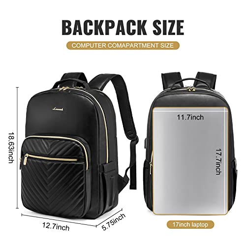 Lovevook Laptop Backpack Women, Faux Leather Business Work Backpack Purse, Waterproof Computer Bag Fits 17 Inch Laptop, Casual Camping Travel Weekend Daypack, Large College Bagpack #TOP4