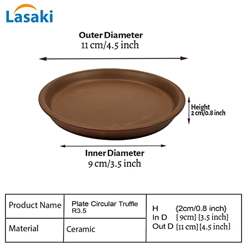 Image of Lasaki Round Ceramic Trays (Plates Saucers) for Pots, planters, Flower, Succulent(Set of 2,Truffle,3.5 inch) R3.5(Plants not Included)