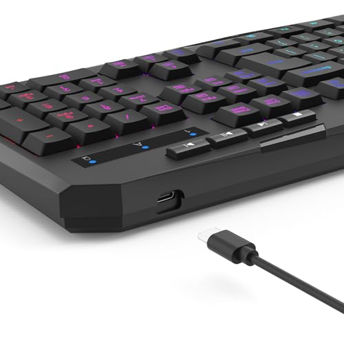 Teclado Gamer Redragon Harpe, Membrana, RGB, ABNT2, Wireless - K503-KS - Preto