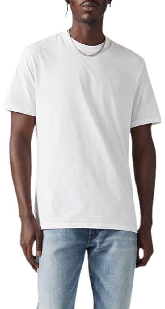 Levi's Men's Slim 2-pack Crewneck Tee, Dress Blues/ White, L