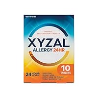 Xyzal 24 Hour Allergy Relief Medicine, Original Prescription Strength Antihistamine, Levocetirizine Dihydrochloride Tablets, 5 mg, 10 Count