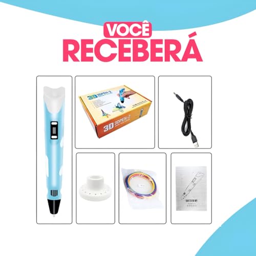 Caneta Impressora 3D Com Refil Filamento Profissional Desenho Adulto Estudante Infantil Premium (Ros