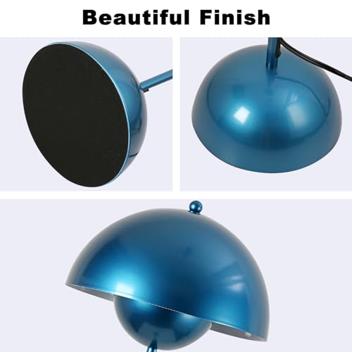 Image of Mid-Century Modern Metal Bud Floor Lamp for Home and Office, Pearl Blue