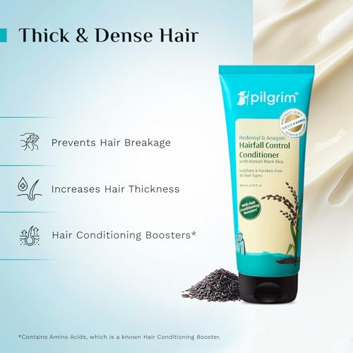 Image of Pilgrim Anti Hairfall Conditioner with Redensyl & Anagain 200ml | Hairfall control conditioner with Black Korean Rice | Paraben & Silicone-Free | Suitable for All Hair Types | For Women and Men