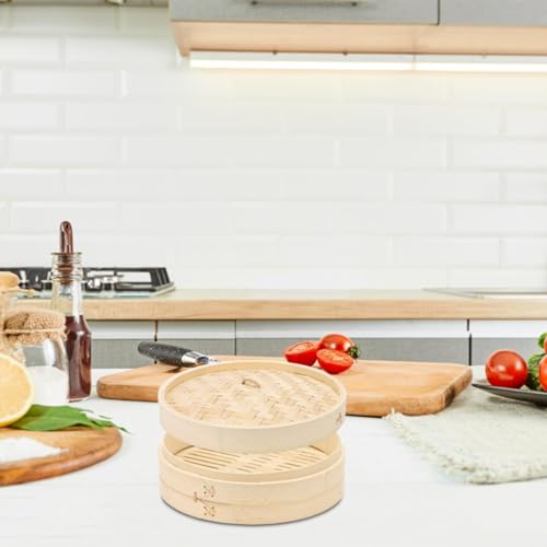 Lebensmittel-Kochbehälter Dampfgarer Korb Kochen Für Küche Gewebter Kommerzieller Dampfgarer Haushaltsdampfer Kleiner 18 cm (Khaki, One Size)