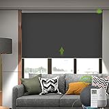 Yoolax Motorized Smart Blind for Window with Remote Control, Automatic Blackout Roller Shade Compatible with Alexa, Child Safety Rechargeable Battery Blind with Valance(Vinyl-Dark Grey)
