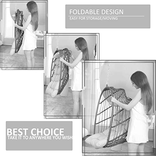 Nicesoul Indoor Outdoor Patio Wicker Hanging Chair Swing Hammock Egg Basket Chairs Uv Resistant Cushions 265 Lbs Capaticy For Patio Backyard Balcony (Without Stand) #TOP3