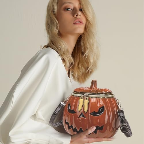 Halloween Purse, Funny Weird Pumpkin Purse, Handheld/Shoulder/Crossbody Pumpkin Bag, Zipper Halloween Crossbody Bag for Women Halloween Purses and Handbags Pumpkin Bag Pumpkin Purse4