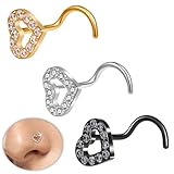 VerveVanguard 3PCS 20G Nose Studs for Women. Delicate Heart-shaped CZ Nose StudsHypoallergenic 316L Surgical Stainless Steel Piercing Jewelry for nose Piercings.