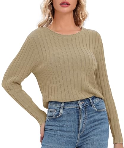 Image of Urban CoCo Women's Lightweight Crewneck Pullover Sweaters Long Sleeve Fall Knitted Sweater Tops
