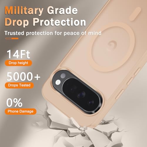 Image of for Google Pixel 10 /10 Pro Case, Matte Magnetic Phone Cover [with 1 Screen Protector] [Support for MagSafe] [Shockproof Military Grade Protection] Translucent Frosted Back, Coral Pink