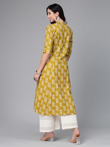 Image of Stylum Women's Pink Floral Printed Rayon A-Line Kurta