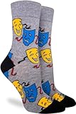 Good Luck Sock Women's Drama Theatre Comedy and Tragedy Masks Socks, Adult, Shoe Size 5-9