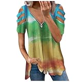 XTBFOOJ halblange hemdbluse Hemd mit reißverschluss Bluse Damen grau Damen Tshirt Oberteile hywl Damen Feder große größen Damen glitzerbluse Tunika trägertop Damen Sommer Bluse Weltkarte