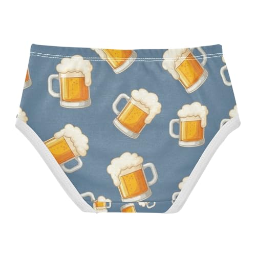 Toddler Girl Briefs, Cartoon Beer Mugs Girls Underwear Cotton, 2T–8 Years2