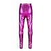 TAIKMD Girls Kids Shiny Metallic Dance Fashion Leggings Tights Loose Fit for Modern Hip Hop Street Dancewear (Rose Red, 7-8)
