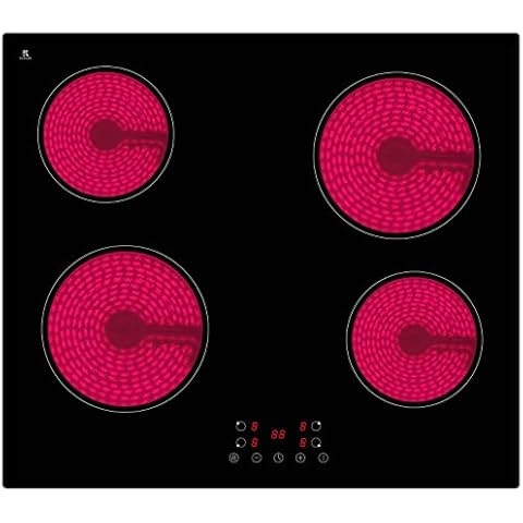 YUNA Glaskeramik-Kochfeld Calor EBK4/Autark/4 Zonen/59 cm/Rahmenlos/Timer/Herdplatte 4 Kochzonen/Kindersicherung/9 Leistungsstufen Cover