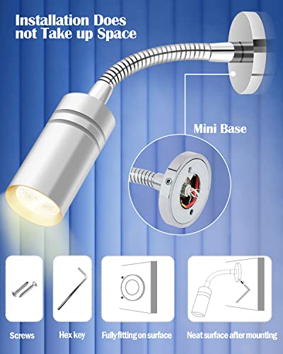Thalassa 12V Flexible Goose Neck Rv Reading Light With Blue Lighting Mode, 103Lm Surface Mounted With Screws, 1.4W 2800-3200K Internal Lamp Designed For Camper Caravan Houseboat, Pack Of 1 #TOP4