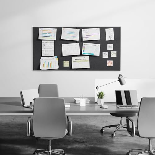 Image of MaxGear Extra Large Bulletin Board 72 inch x 48 inch, Black Felt Wall Tiles Pushpin