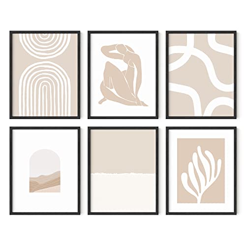 HAUS AND HUES Arte de pared neutro, decoración de pared beige, arte de pared beige, póster abstracto moderno de Matisse, impresiones de Matisse, arte geométrico de pared, arte bohemio moderno de