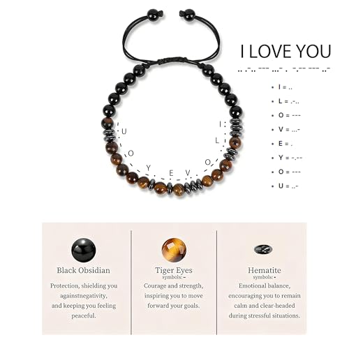 Pulsera I love You con código Morse para hombre miniatura 4