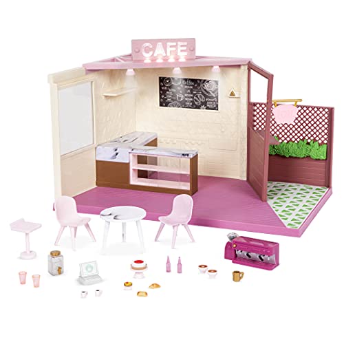 Lori Dolls Coffee Shop Playset for Mini Dolls Toy Cafe with Patio