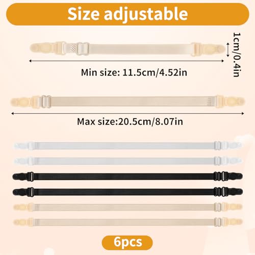 Prasacco 6 Pcs Bra Strap Holders for Slipping, Women's Elastic Bra Strap Holder Bra Clips to Make Racerback Conceal Straps Bra Accessories2
