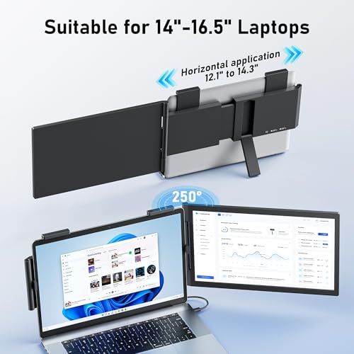 Image of 14 inch FHD 1080P IPS Laptop Monitor Extender with USB C /HDMI Port &14'' FHD 1080P Triple Portable Monitor for Laptop with Ultra-Slim IPS Display