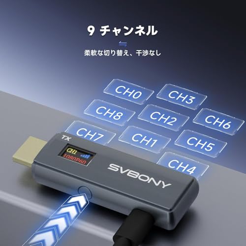 undefined SVBONY ST2 ワイヤレス HDMI送受信機セット 伝送状況を可視化 50-80m転送距離 1080P 0.06秒超低遅延 三つ変換アダプター 技適マーク認証 受信機4台増設可能 小型無線 送受信機 WIFI&設定不要 TV/PC/STB/カメラ/テレビなど対応 の商品画像 7