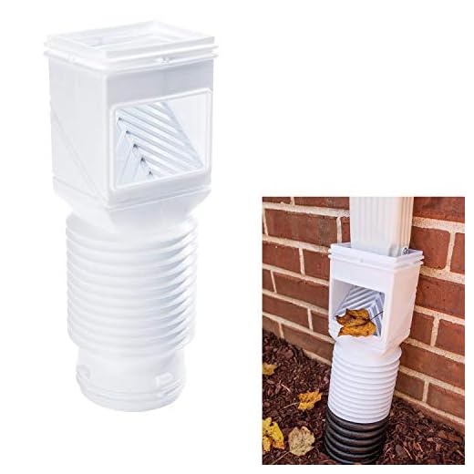 Downspout Debris Filter Strainer Gutter Leaf Guard Residential Connector, White