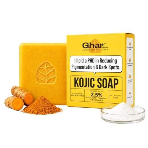 Image of Ghar Soaps Kojic Acid Soap | For pigmentation and dark spots reduction | With 2.5% Kojic Acid + Turmeric Extract + Niacinamide| For all skin types (100g x 1 Pack)