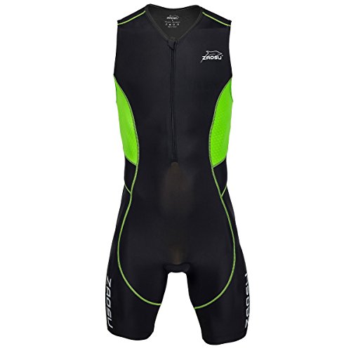 ZAOSU Herren Trisuit Z-Revolution | Triathlonanzug Einteiler mit leichtem Sitzpolster für den Wettkampf und das Training, Farbe:schwarz, Größe:XS