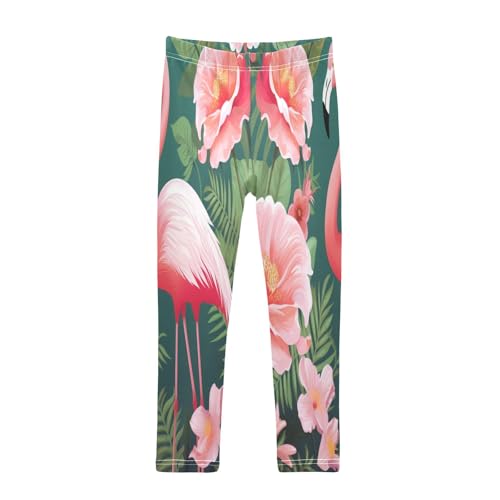 Bolaz Toddler Girls Leggings Printed Yoga Pants Leggings Green Leaves Pink Flamingo for Kids