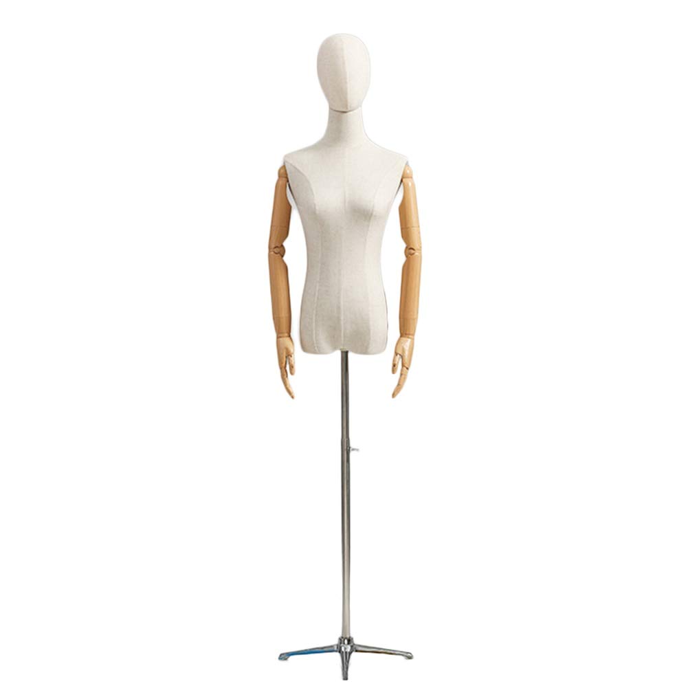 DFEDHF Female Mannequin Torso Body Dress Formh Arms & Metal Tripod Stand - Height Adjustable 57-70 Inch for Clothing Display(Silver M)